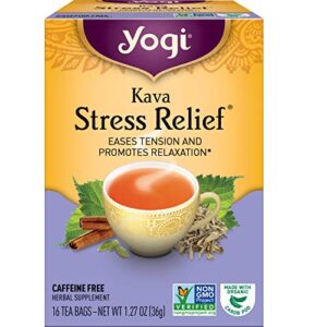 yogi tea – kava stress relief (6 pack) – eases tension and promotes relaxation – caffeine free – 96 herbal tea bags