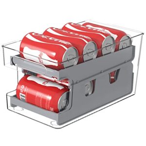 udear stackable soda can dispenser rolling pop cans organizer for refrigerator fridge storage for 8 drink cans,grey