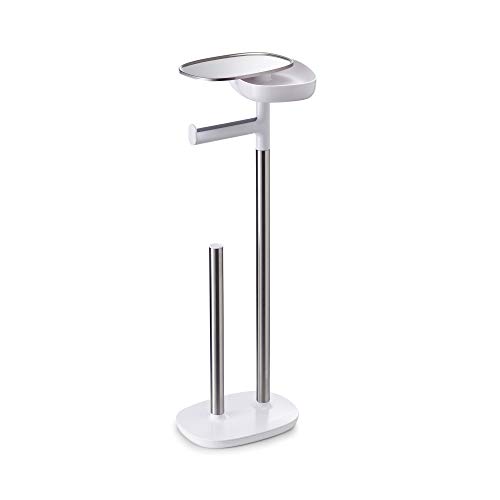 Joseph Joseph 70518 EasyStore Butler Toilet Paper Holder Stand and Spare Roll Storage with Shelf and Drawer, Stainless Steel