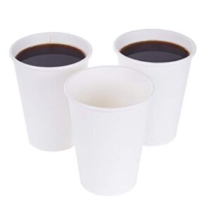 TashiBox White Hot Drink 120 Count - 12 Oz Disposable Paper Coffee Cups