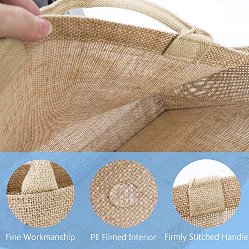 Segarty Tote Bags, 1 Pack Large Burlap Jute Reusable Canvas Gift Favors Bag with Handles Blank Totes Bulk for Bridesmaid Wedding, Women Market Grocery Shopping, Bachelorette Party, Beach Trip, DIY