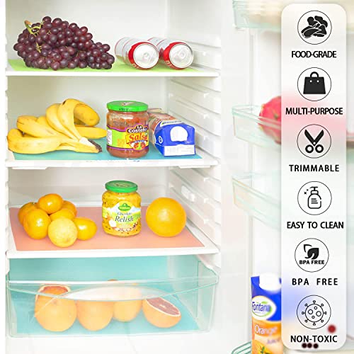 12 Pcs Refrigerator Liners, CaptainRay Washable Mats Covers Pads, Home Kitchen Gadgets Accessories Organization For Top Freezer Glass Shelf Wire Shelving Cupboard Cabinet Drawer (4 Blue+4 Green+4 Red)