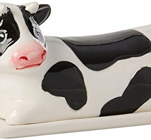 Boston Warehouse Farmhouse Cow Hand Painted Ceramic Butter Dish