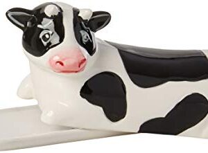 Boston Warehouse Farmhouse Cow Hand Painted Ceramic Butter Dish