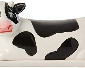 Boston Warehouse Farmhouse Cow Hand Painted Ceramic Butter Dish