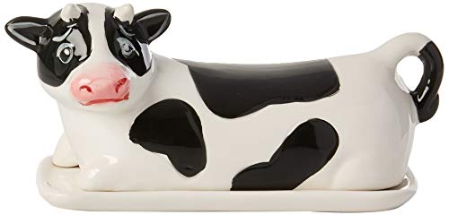 Boston Warehouse Farmhouse Cow Hand Painted Ceramic Butter Dish