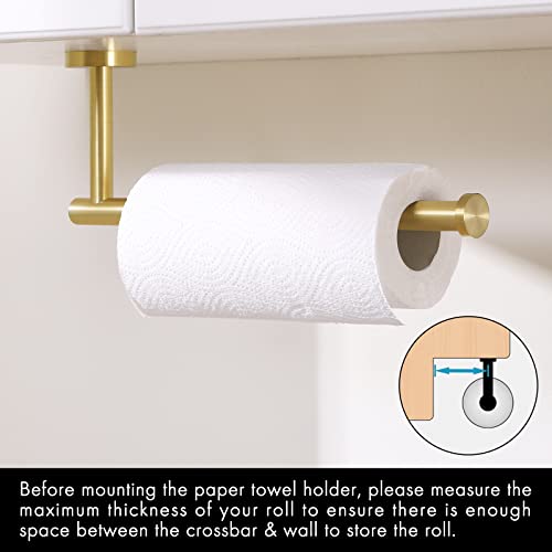 KES Kitchen Paper Towel Holder Brushed Brass for 11-Inch Long Paper Towel Roll Wall Mount Dispenser SUS 304 Stainless Steel, A2175S30-BZ