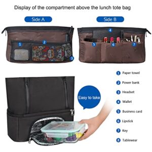 MONSTINA Lunch Tote Bag for Women Men,Large 2 Layer Lunch Bag with USB Port Thicken Aluminum Foil Reusable Lunch Box for School Office