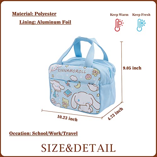 Anime Lunch Box Bag Cartoon Lunch Holder Layer Insulated Lunch Cooler Bag for Women Mens Boy Girl Work School Picnic (LB Cin)