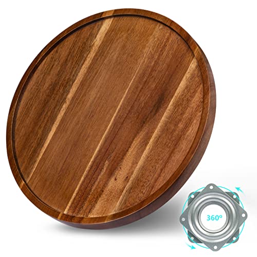 ANBOXIT Lazy Susan Organizer for Table, 12 Inch Wooden Lazy Susan Turntable for Cabinet, Acacia Wood Turntable Kitchen Spice Rack (1 Pack)