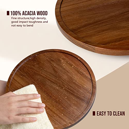 ANBOXIT Lazy Susan Organizer for Table, 12 Inch Wooden Lazy Susan Turntable for Cabinet, Acacia Wood Turntable Kitchen Spice Rack (1 Pack)