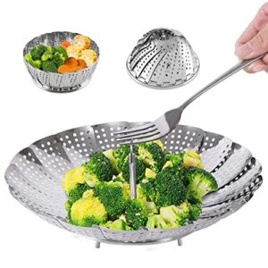 steamer basket stainless steel instant pot accessories for food and vegetable, zocy premium expandable steam basket to fit various size pots medium (6.1″ to 10.5″))