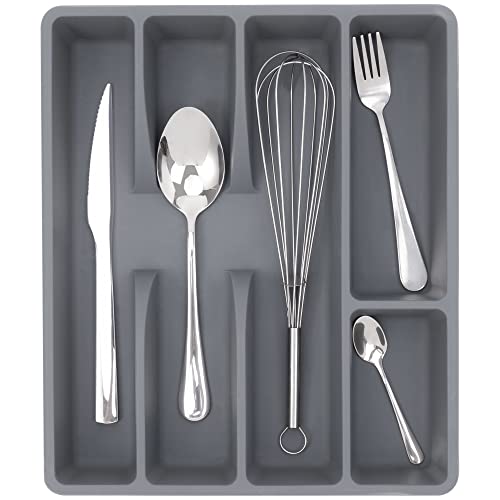 Besilord Silverware Tray for Drawer Kitchen Drawer Organizer Silverware Holder Utensil Organizer Cutlery Organizer Tray Plastic Flatware Organizers