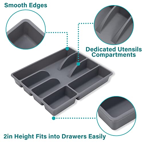 Besilord Silverware Tray for Drawer Kitchen Drawer Organizer Silverware Holder Utensil Organizer Cutlery Organizer Tray Plastic Flatware Organizers