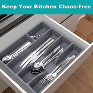 Besilord Silverware Tray for Drawer Kitchen Drawer Organizer Silverware Holder Utensil Organizer Cutlery Organizer Tray Plastic Flatware Organizers