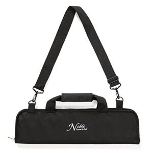 Chef Knife Roll Bag (6 slots) is Padded and Holds 5 Knives PLUS a Protected Pouch for Your Knife Steel! Our Durable Knife Carrier Includes Shoulder Strap, Handle, and Business Card Holder. (Bag Only)