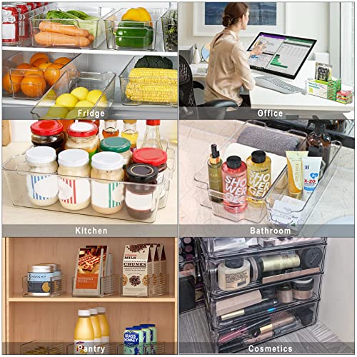 SINYWAY Set of 10 Plastic Refrigerator Organizer Bins, Stackable Organization and Storage Includes 4 Large & 4 Middle Organizers & 2 Small Drawers, Clear Containers for Kitchen, Pantry & Freezers