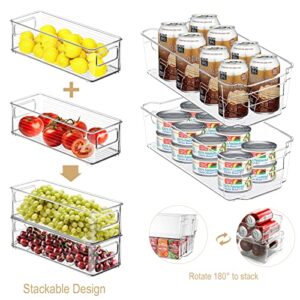 SINYWAY Set of 10 Plastic Refrigerator Organizer Bins, Stackable Organization and Storage Includes 4 Large & 4 Middle Organizers & 2 Small Drawers, Clear Containers for Kitchen, Pantry & Freezers