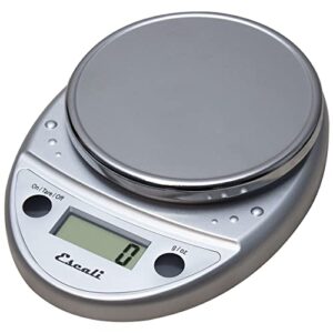 escali primo digital food scale, multi-functional kitchen scale, precise weight measuring and portion control, baking and cooking made simple, 8.5 x 6 x 1.5 inches, chrome