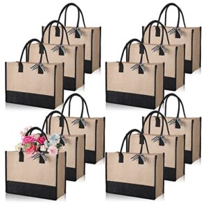 12 pieces burlap tote bags set jute tote bag with handles initial canvas beach bag large reusable burlap gift tote bag for women shopping market grocery holiday travel diy gift bags