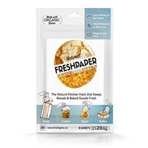 the freshglow co freshpaper, food saver sheets for bread, keep baked goods fresh, perfect for bagels, muffins, fresh bread, cookie storage, healthy meal prep, bpa free, made in usa – 1 (8 sheet) pack