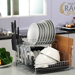 Premium Racks Professional Dish Rack - 304 Stainless Steel - Fully Customizable - Microfiber Mat Included - Modern Design - Large Capacity