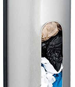 Greenco Plastic Bag Saver, Holder and Dispenser, Wall Mount Brushed Stainless Steel Storage Solution with an Extra Wide Opening for Easy Access to Grocery Bags, Trash Bags, Shopping Bags