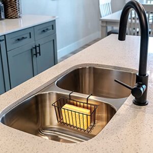 Damita Kitchen Sponge Holder Sink Basket Sink Caddy Brush Dishwashing Liquid Drainer Rack Black, Small (7"x 2.7"x 3.5")