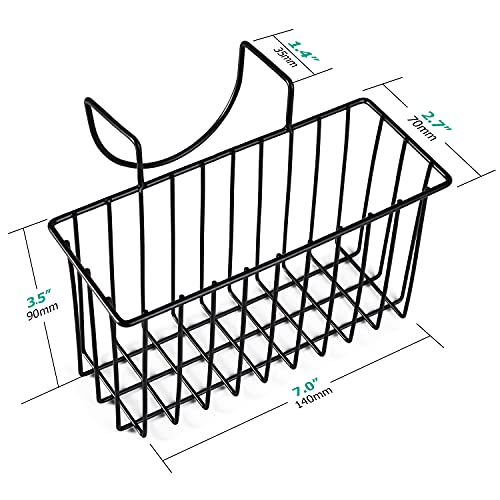 Damita Kitchen Sponge Holder Sink Basket Sink Caddy Brush Dishwashing Liquid Drainer Rack Black, Small (7"x 2.7"x 3.5")