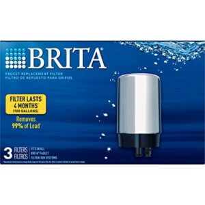 Brita Water Filter Replacements for Sink, Faucet Mount Water Filtration System for Tap Water, Reduces 99% of Lead, Chrome, 2 Count