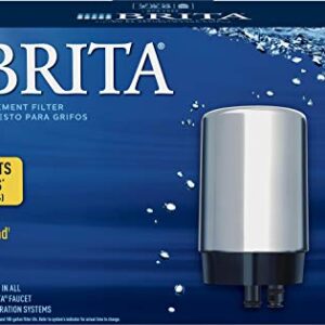 Brita Water Filter Replacements for Sink, Faucet Mount Water Filtration System for Tap Water, Reduces 99% of Lead, Chrome, 2 Count