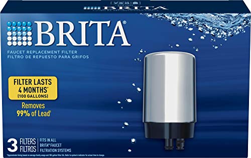 Brita Water Filter Replacements for Sink, Faucet Mount Water Filtration System for Tap Water, Reduces 99% of Lead, Chrome, 2 Count