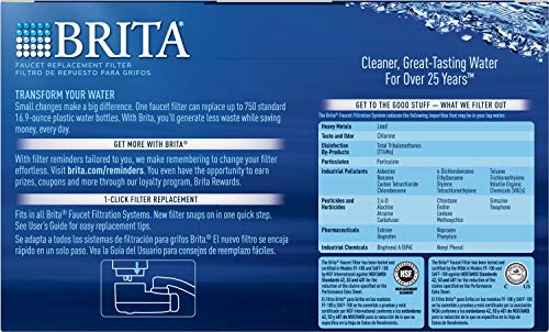 Brita Water Filter Replacements for Sink, Faucet Mount Water Filtration System for Tap Water, Reduces 99% of Lead, Chrome, 2 Count