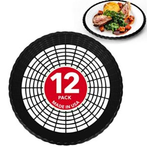 stock your home 9” paper plate holder in black (12 count) – paper plate holders plastic heavy duty – plastic paper plate holder – woven paper plate holder – paper plate holders reusable