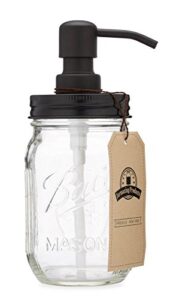 jarmazing products mason jar soap dispenser – black – with 16 ounce ball mason jar – made from rust proof stainless steel