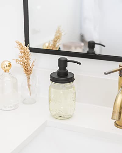 Jarmazing Products Mason Jar Soap Dispenser - Black - with 16 Ounce Ball Mason Jar - Made from Rust Proof Stainless Steel