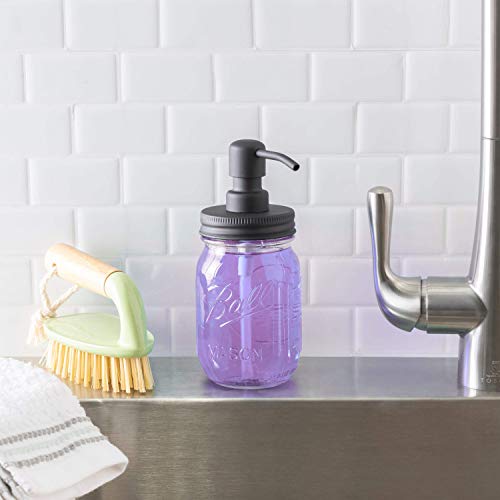 Jarmazing Products Mason Jar Soap Dispenser - Black - with 16 Ounce Ball Mason Jar - Made from Rust Proof Stainless Steel