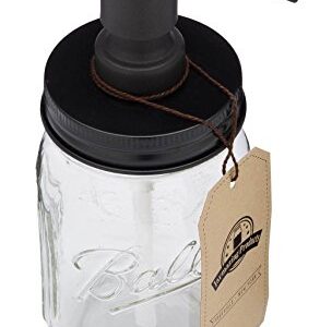 Jarmazing Products Mason Jar Soap Dispenser - Black - with 16 Ounce Ball Mason Jar - Made from Rust Proof Stainless Steel