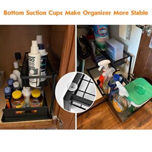 Webetop Under Kitchen Sink Organizers and Storage, 2 Tier Pull Out Cabinet Organizer, Multi-Purpose Sliding Shelf Under Bathroom Drawer- 14.2L x 10.6W x 11H