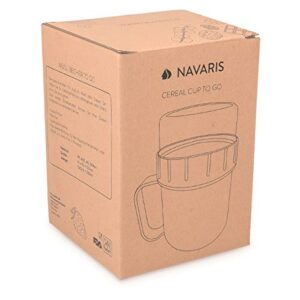 Navaris Breakfast To Go Cup - Portable 2-Piece Food Container Pot for Cereal, Yogurt, Oatmeal - Microwave and Dishwasher-Safe, BPA-Free - Pastel Pink