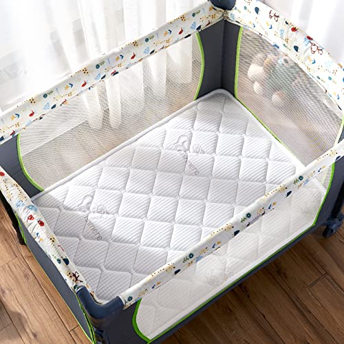 Premium Knitted Fabric Foldable Pack and Play Mattress Topper -Odorless Playpen Mattresses Pad,Sturdy Edges and Non-Toxic Play Yard Mattress Pad Fits for Graco & Baby Trend & Pamo Babe Playard