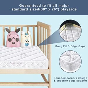 Premium Knitted Fabric Foldable Pack and Play Mattress Topper -Odorless Playpen Mattresses Pad,Sturdy Edges and Non-Toxic Play Yard Mattress Pad Fits for Graco & Baby Trend & Pamo Babe Playard