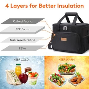 Lifewit Large Lunch Bag 24-Can (15L) Insulated Lunch Box Soft Cooler Cooling Tote for Adult Men Women, Black