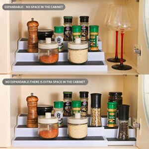 JMSWENJUAN Expandable 3-Tier Spice Rack,Step Shelf Kitchen Cabinet Organizer Spice Stack Display Shelf for Pantry Cabinet or Countertop