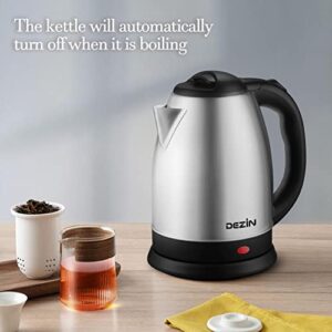 DEZIN Electric Kettle Upgraded, BPA Free 2L Stainless Steel Tea Kettle, Fast Boil Water Warmer with Auto Shut Off and Boil Dry Protection Tech for Coffee, Tea, Beverages