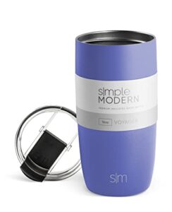 simple modern travel coffee mug tumbler with flip lid | reusable insulated stainless steel thermos cold brew iced coffee cup | gifts for women men him and her | voyager collection | 16oz | very peri