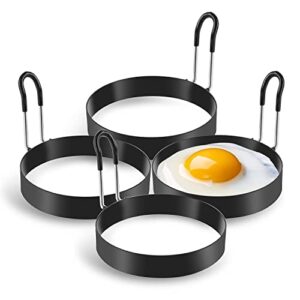 eggs rings, 4 pack stainless steel egg cooking rings, pancake mold for frying eggs and omelet