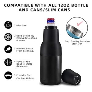 Beer Bottle Insulator Can Cooler 12 oz 304 Stainless Steel 3 in 1 Beer Coozy for Cans Skinny Can Coffee Accessories Beer Cooler Beer Gifts for Men Slim Can Insulated