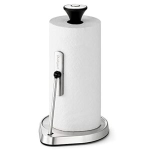 Dailyart Tension Arm Kitchen Paper Towel Holder Stand Designed for Easy One- Handed Operation - Heavy Duty Stainless Steel Paper Towel Holder Countertop, Paper Towel Rack for Standard Large Size Rolls