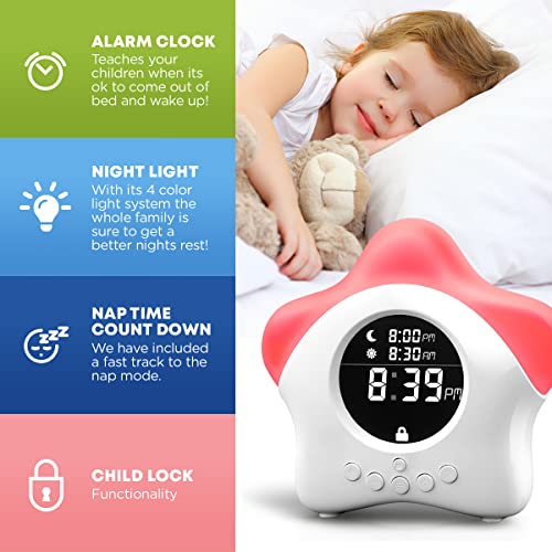 Kids Ok to Wake Clock for Kids - Toddler Sleep Training Clock, Night Light & Alarm Clock